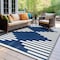 World Rug Gallery Bohemian Stripe Diamond Reversible Recycled Plastic 7'10'' X 10' Navy Outdoor Rug 6071NAVY8X10 - alternate 4